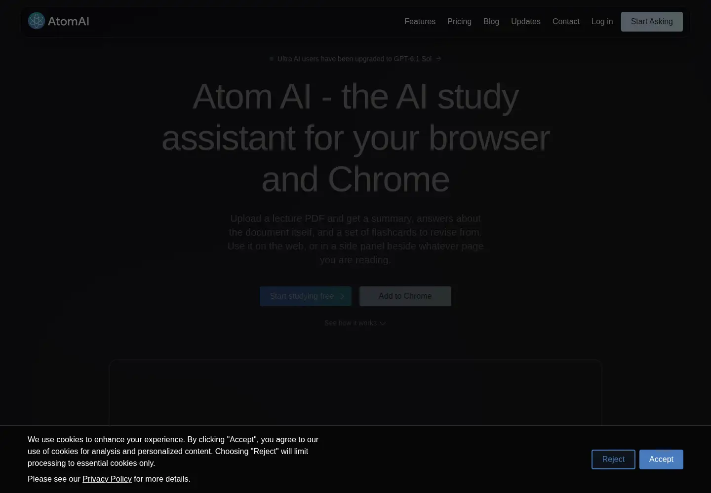 Captured homepage of getatom.ai in the current scan