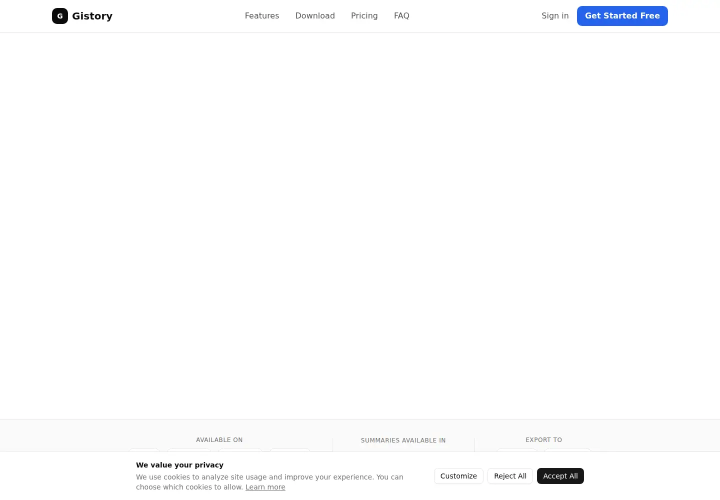 Screenshot of gistory.ai
