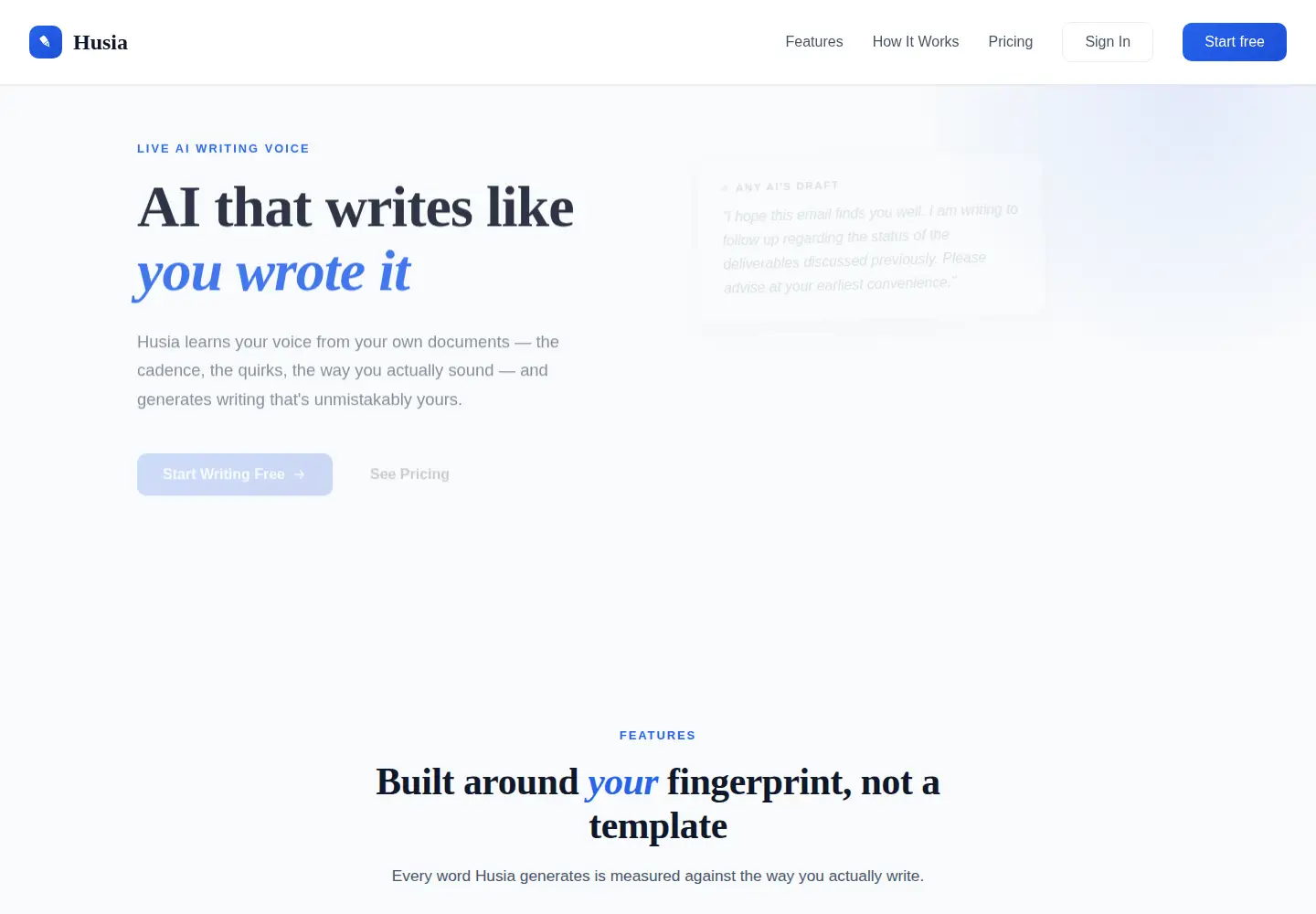 Screenshot of husia.ai