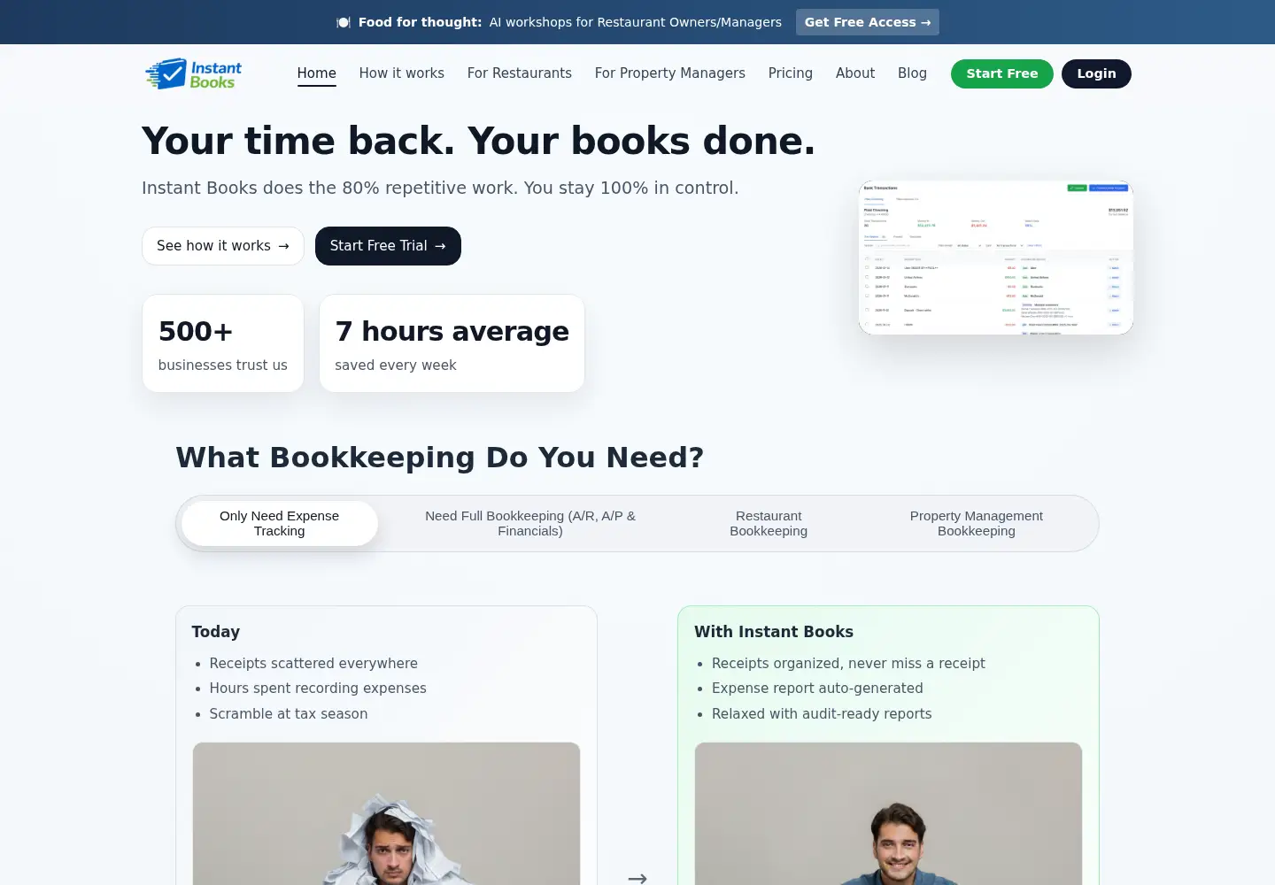 Captured homepage of instantbooks.ai in the current scan