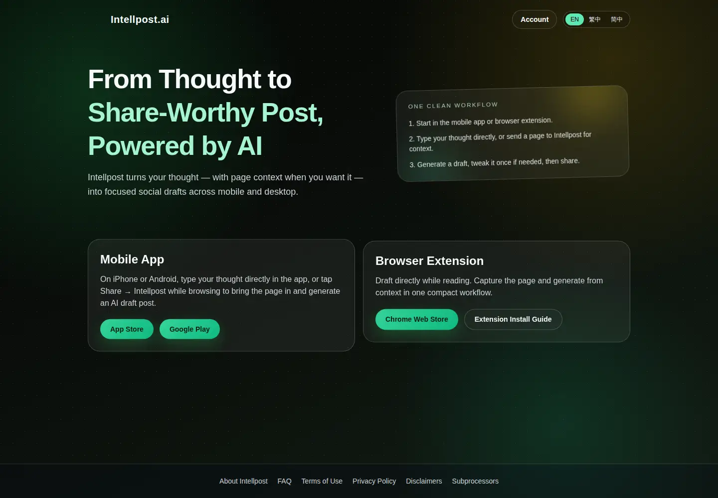 Captured homepage of intellpost.ai in the current scan