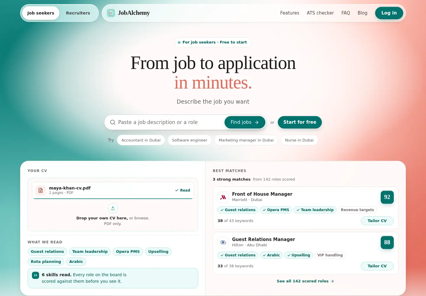 Screenshot of jobalchemy.ai