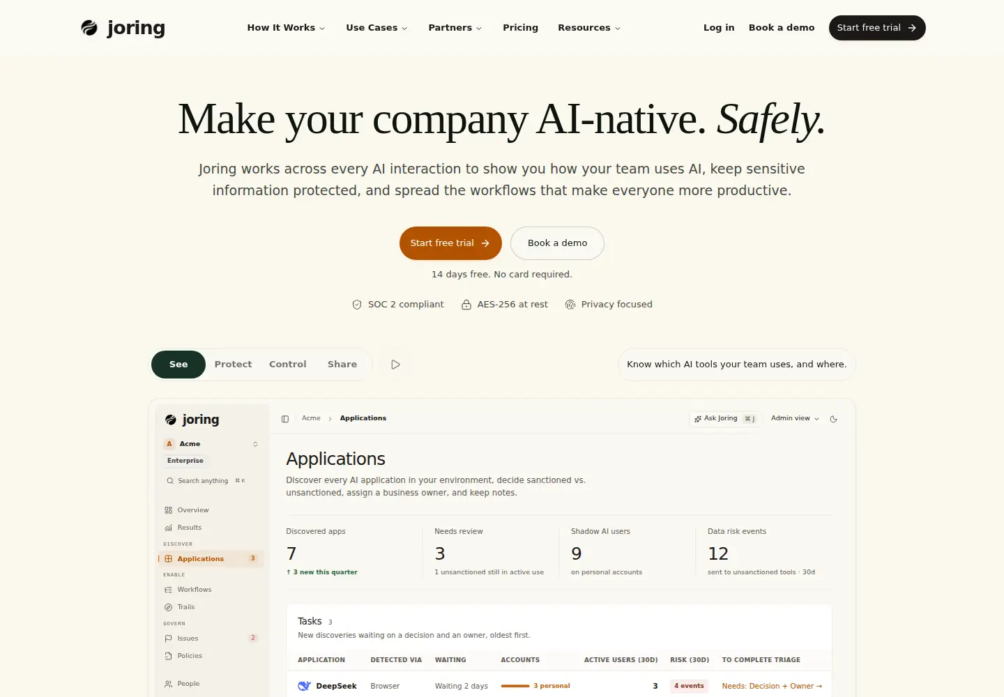 Captured homepage of joring.ai in the current scan