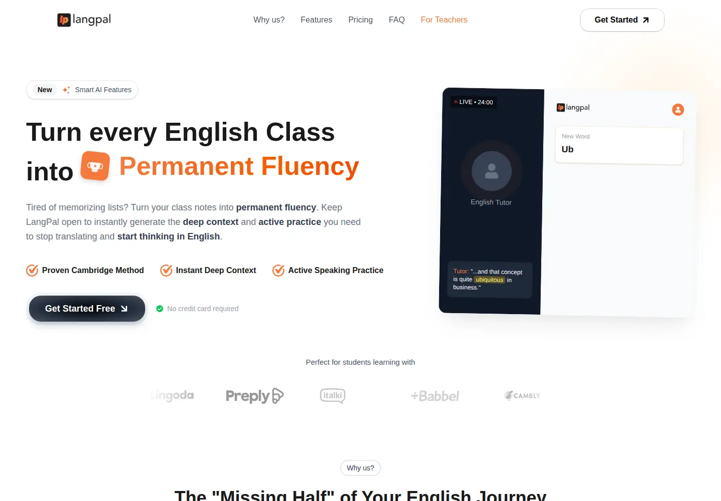 Captured homepage of langpal.ai in the current scan