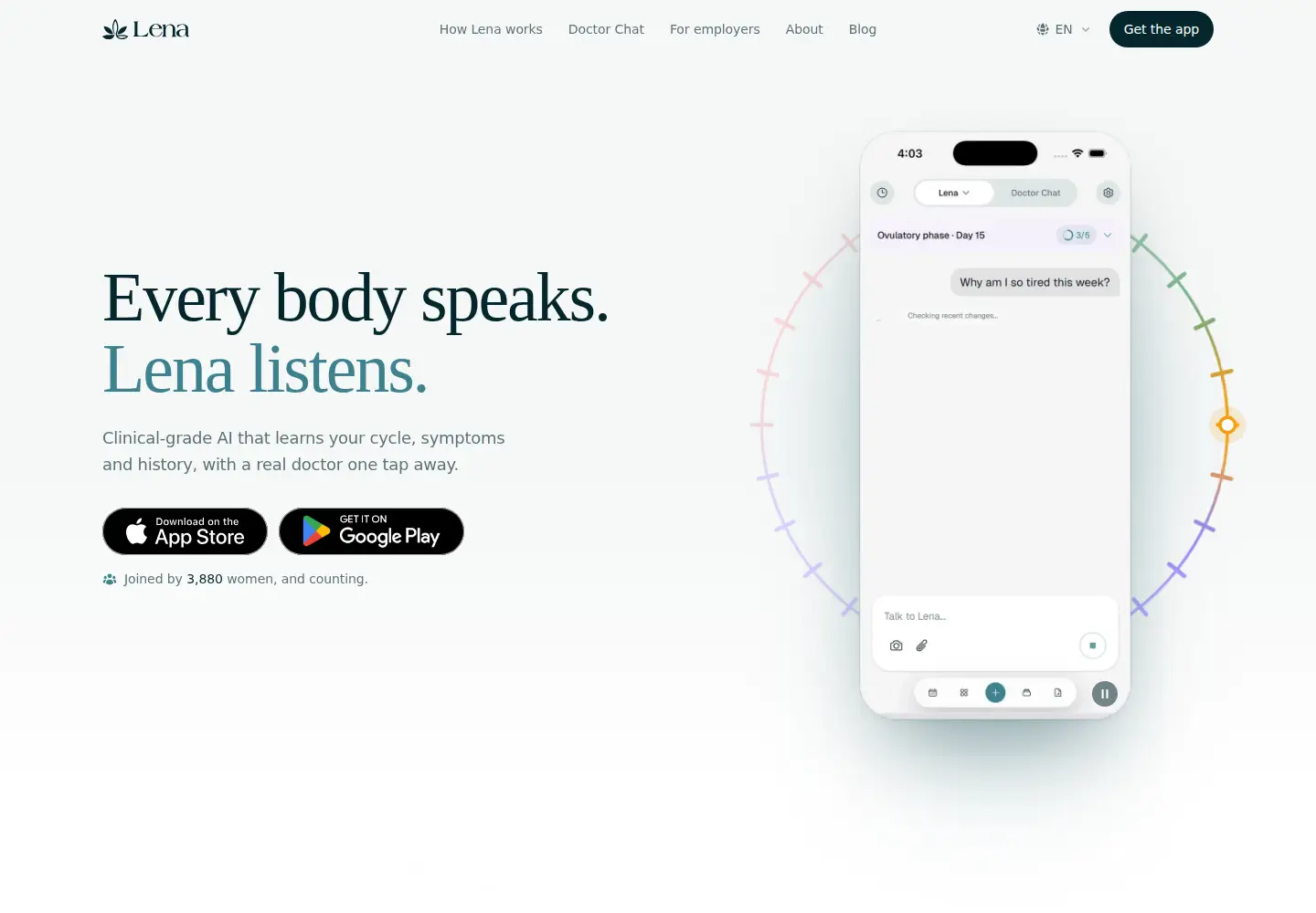 Screenshot of lenacare.ai