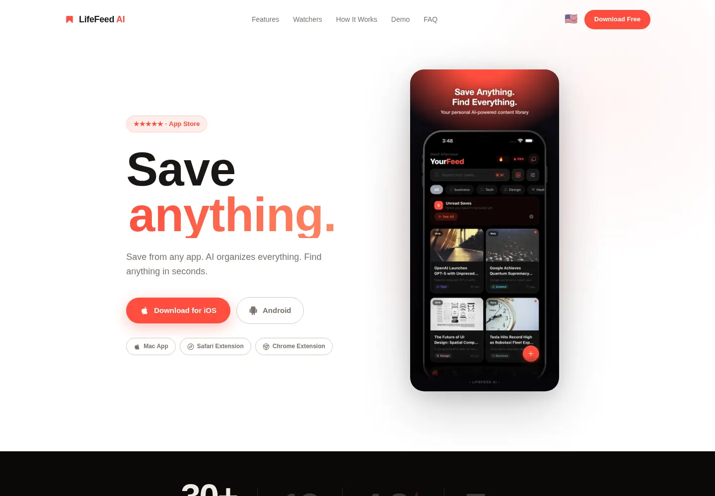 Captured homepage of lifefeed.ai in the current scan