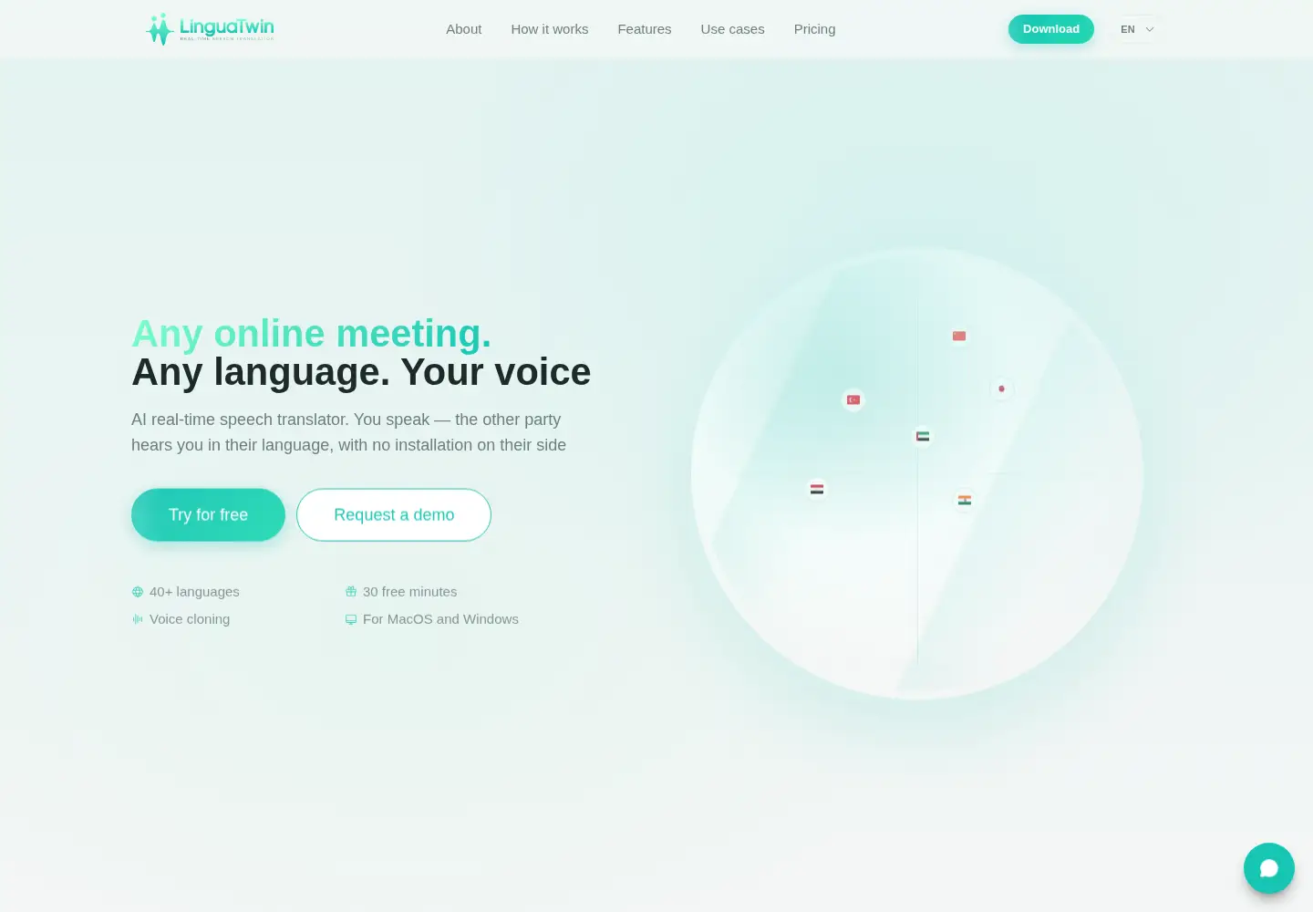 Captured homepage of linguatwin.ai in the current scan