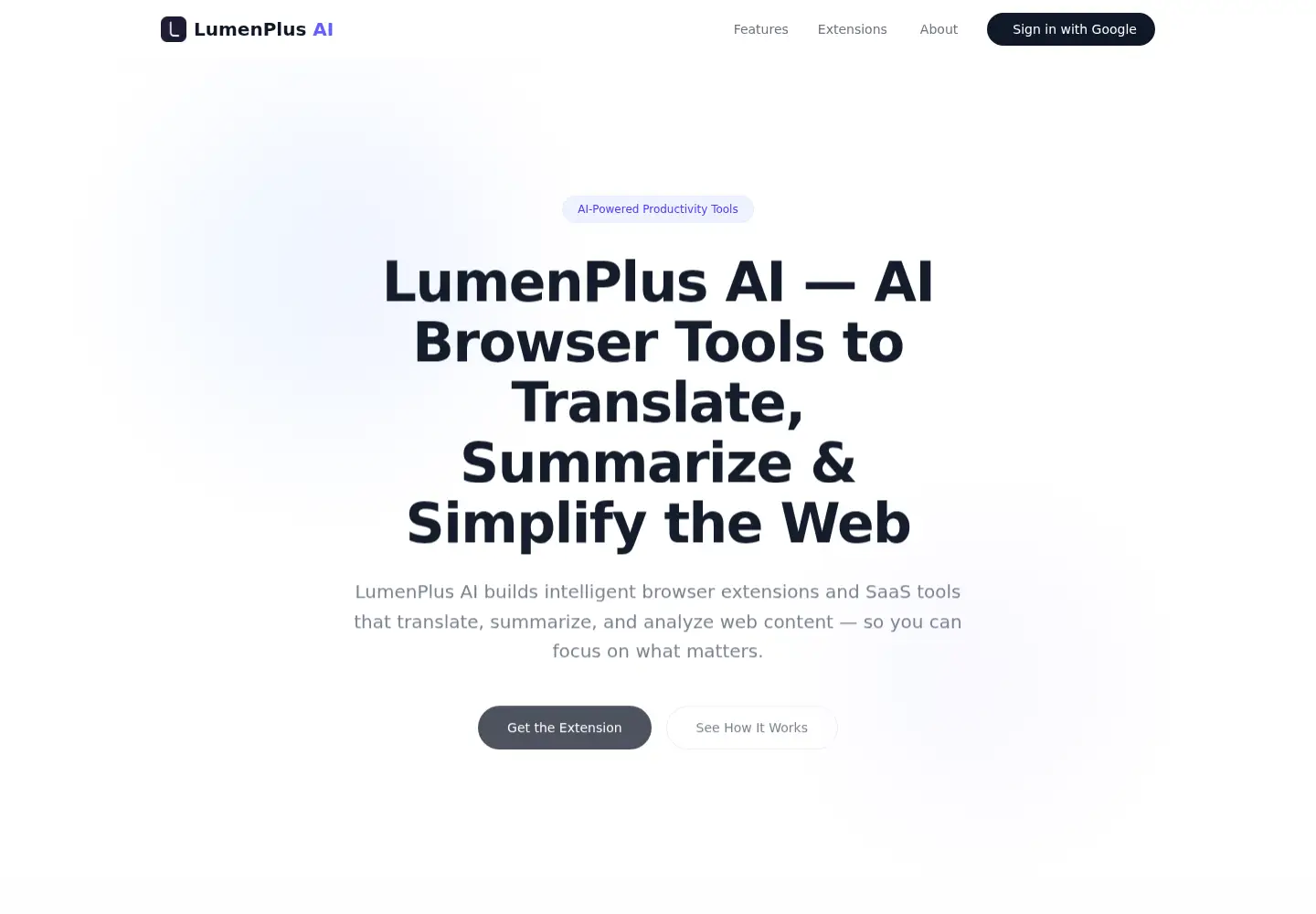 Captured homepage of lumenplus.ai in the current scan