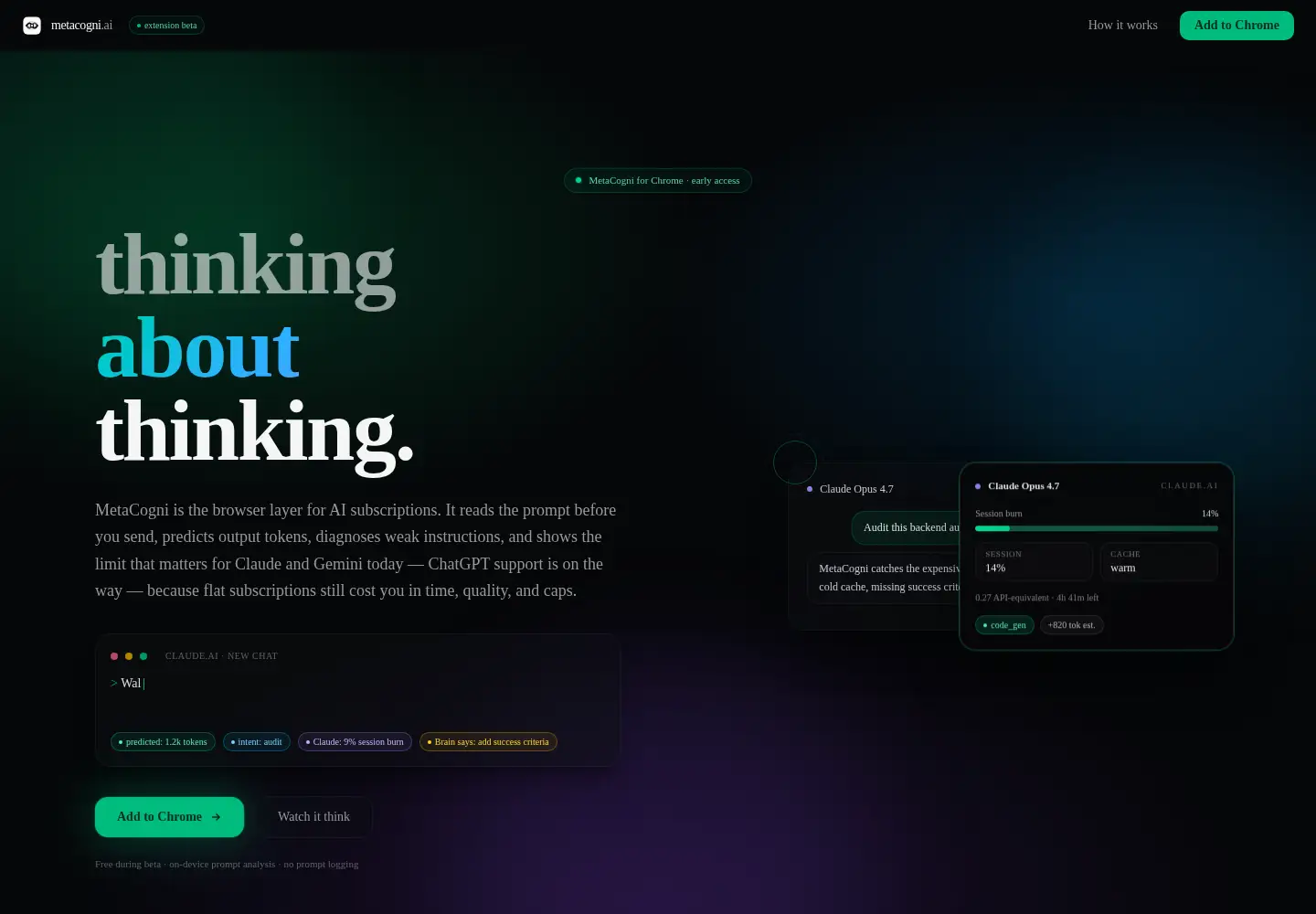 Captured homepage of metacogni.ai in the current scan