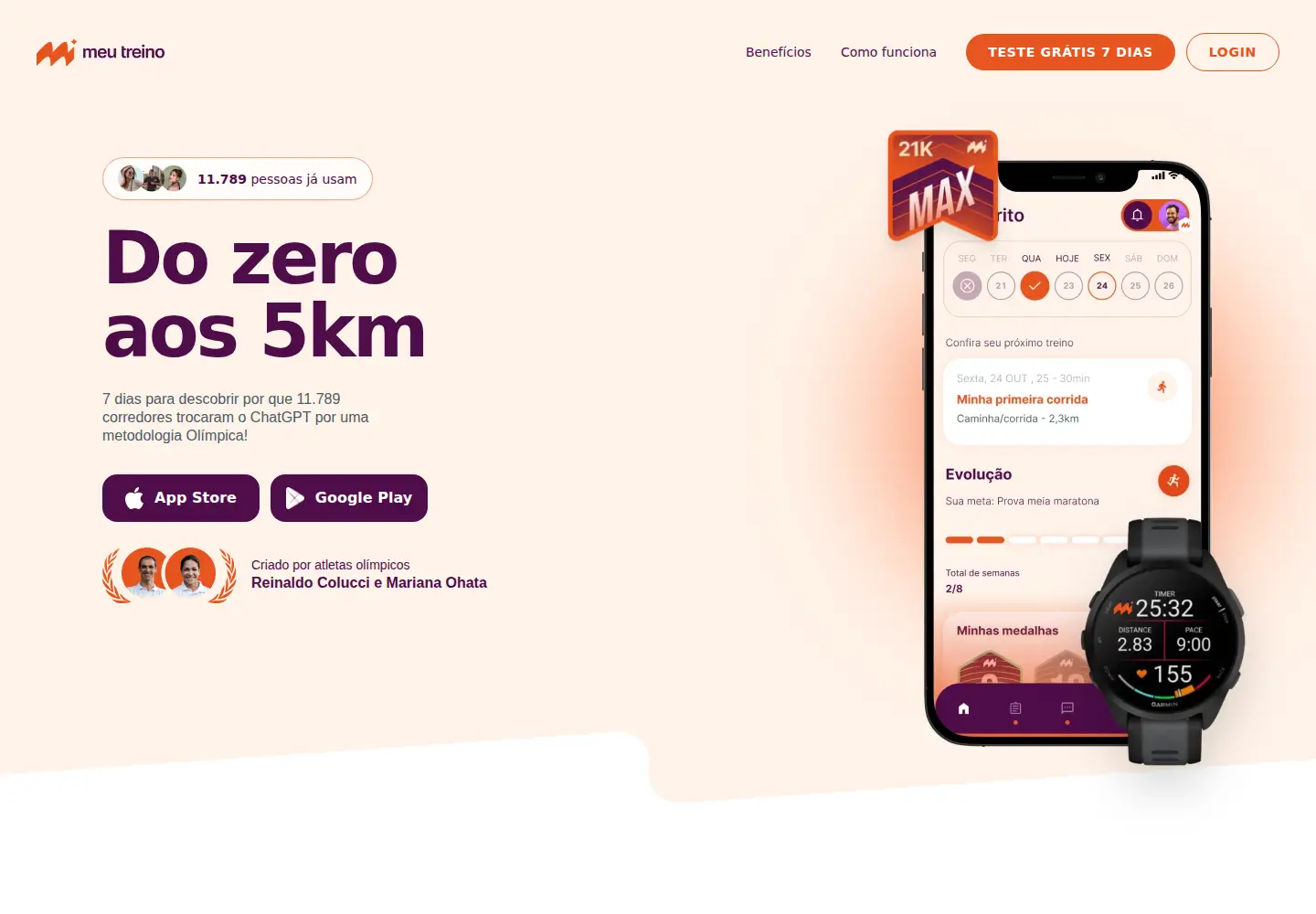 Screenshot of meutreino.ai