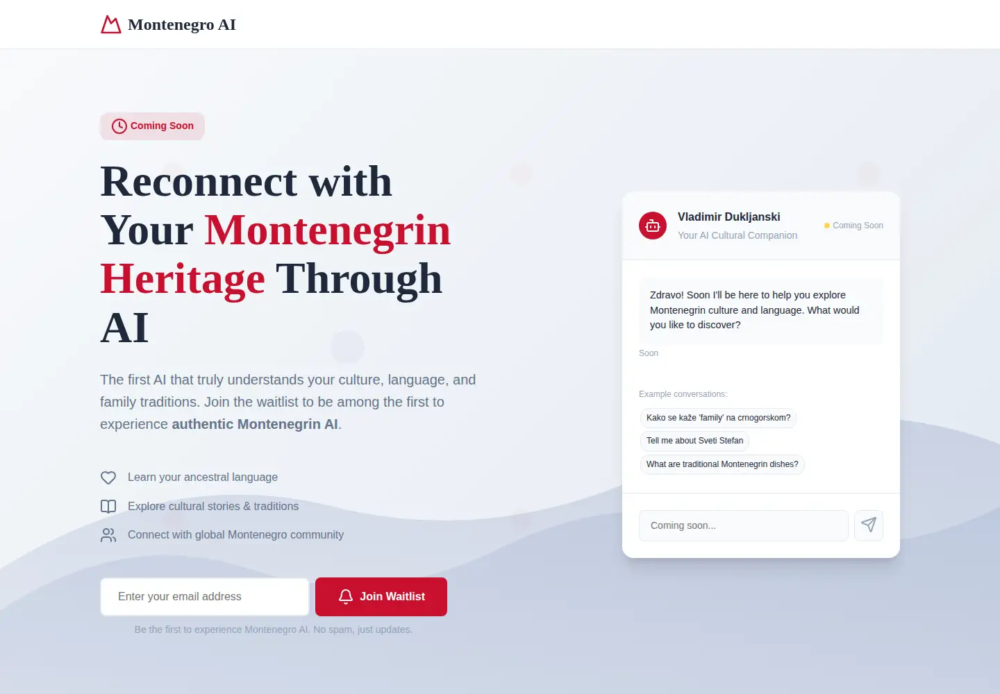 Captured homepage of montenegro.ai in the current scan