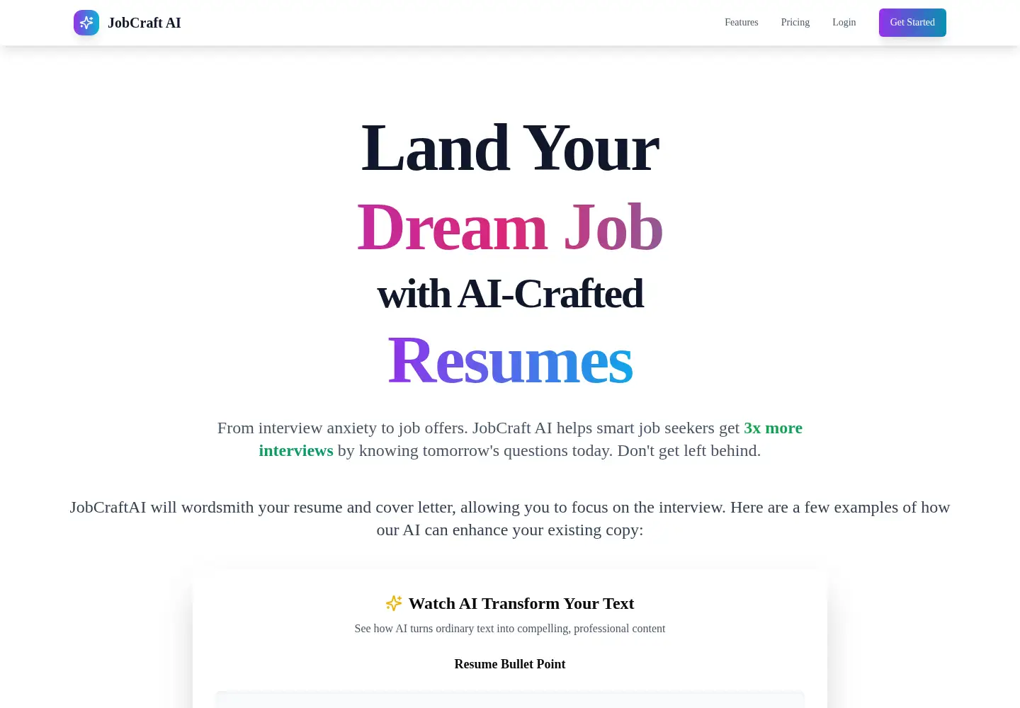 Screenshot of myjobcraft.ai