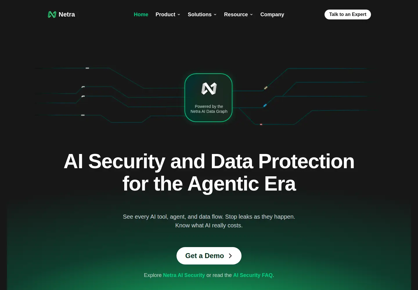 Captured homepage of netrasecurity.ai in the current scan