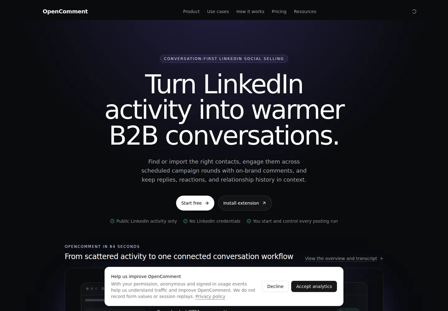 Screenshot of opencomment.ai