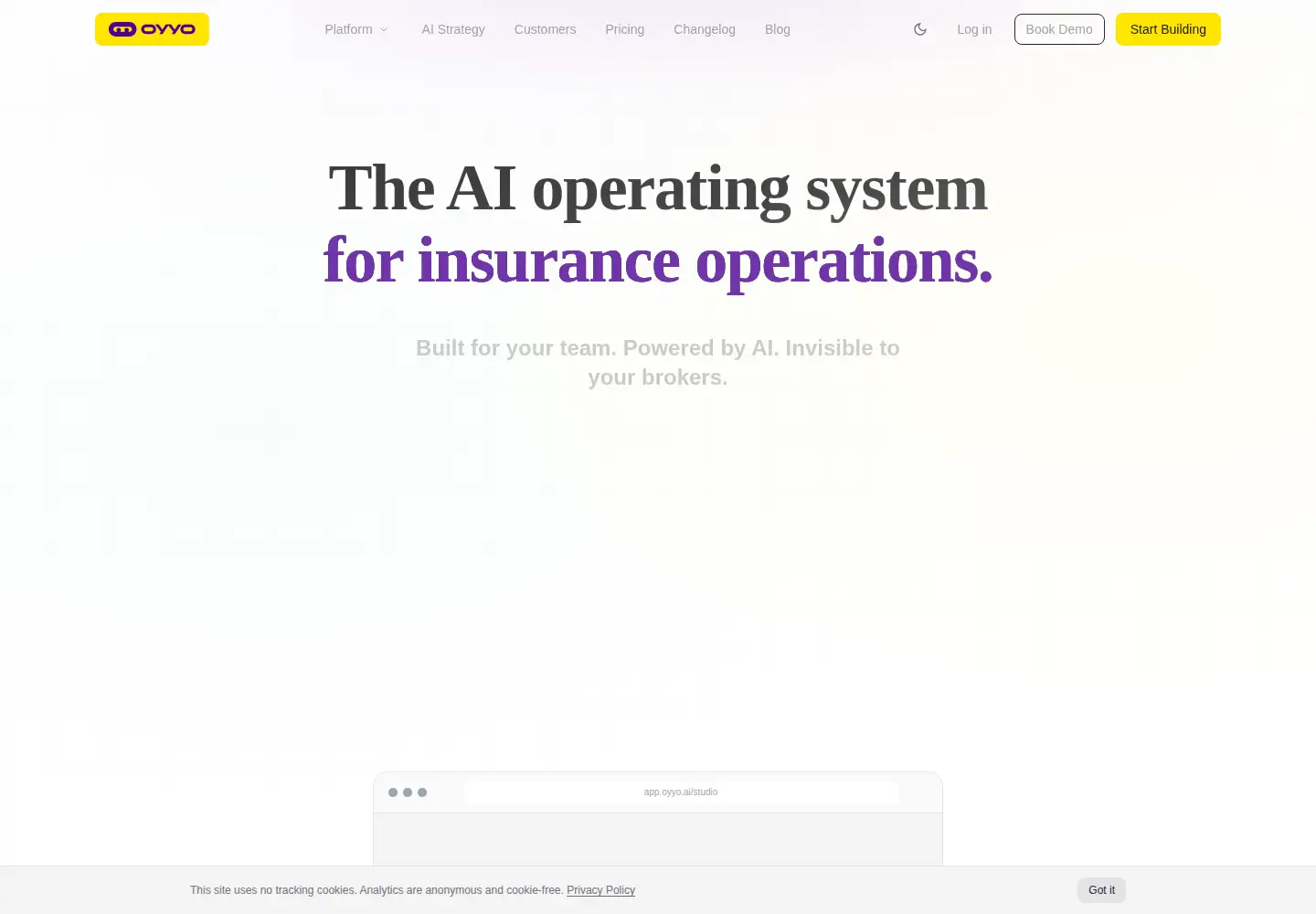 Captured homepage of oyyo.ai in the current scan