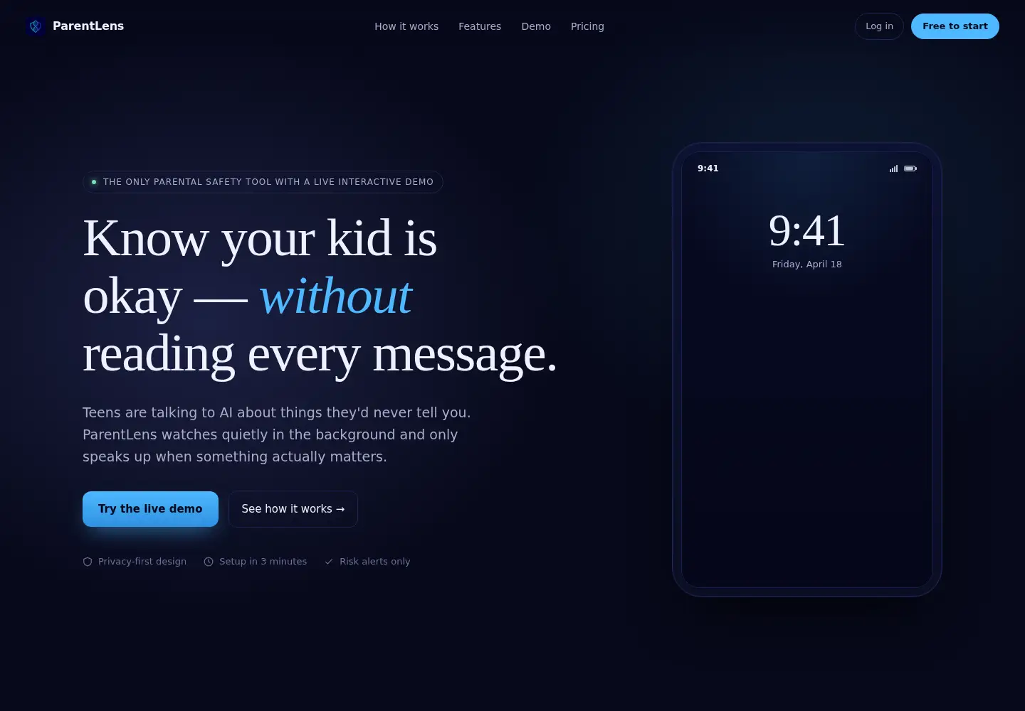 Screenshot of parentlens.ai