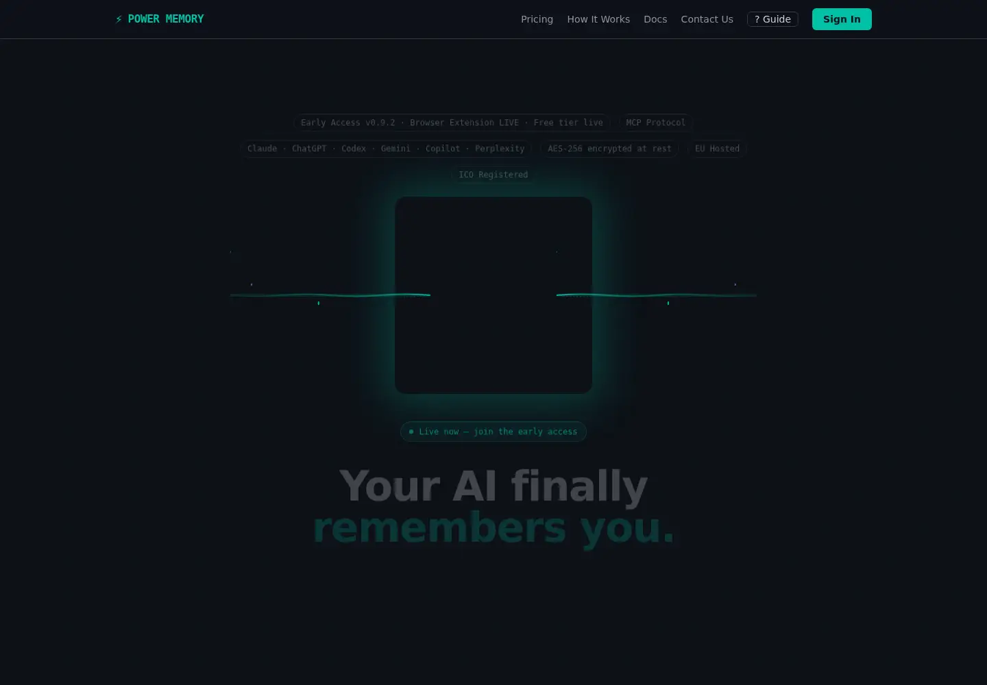 Screenshot of powermemory.ai