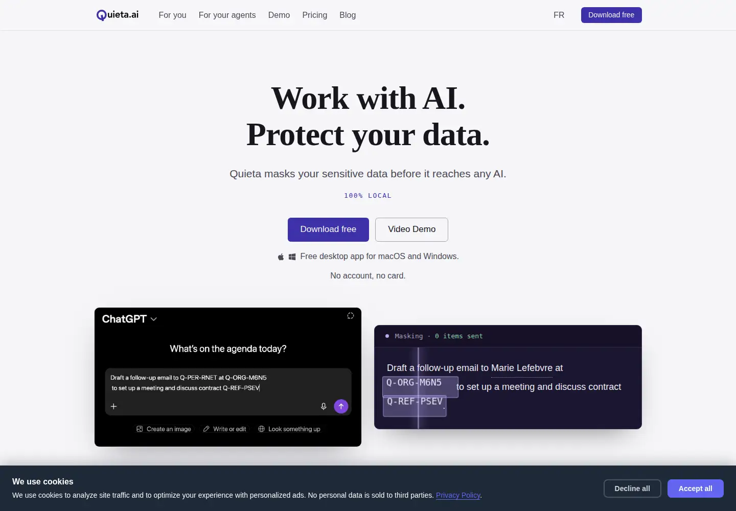 Screenshot of quieta.ai