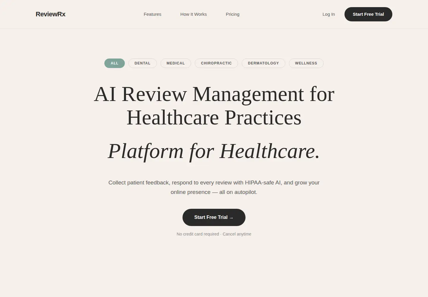 Screenshot of reviewrx.ai