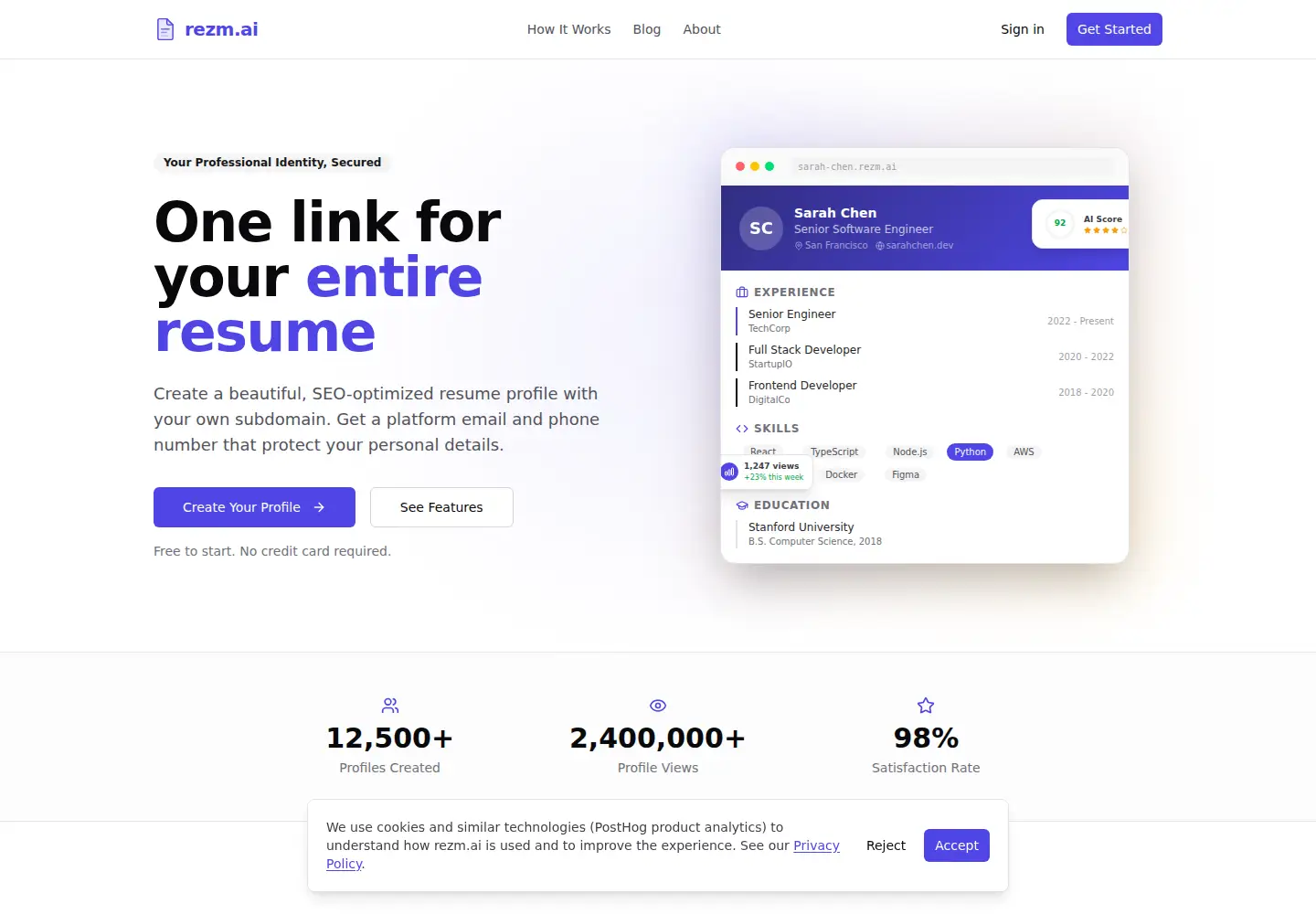 Screenshot of rezm.ai
