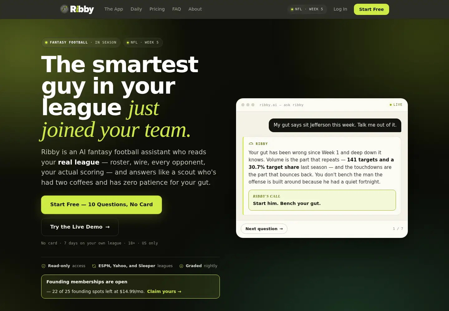 Captured homepage of ribby.ai in the current scan