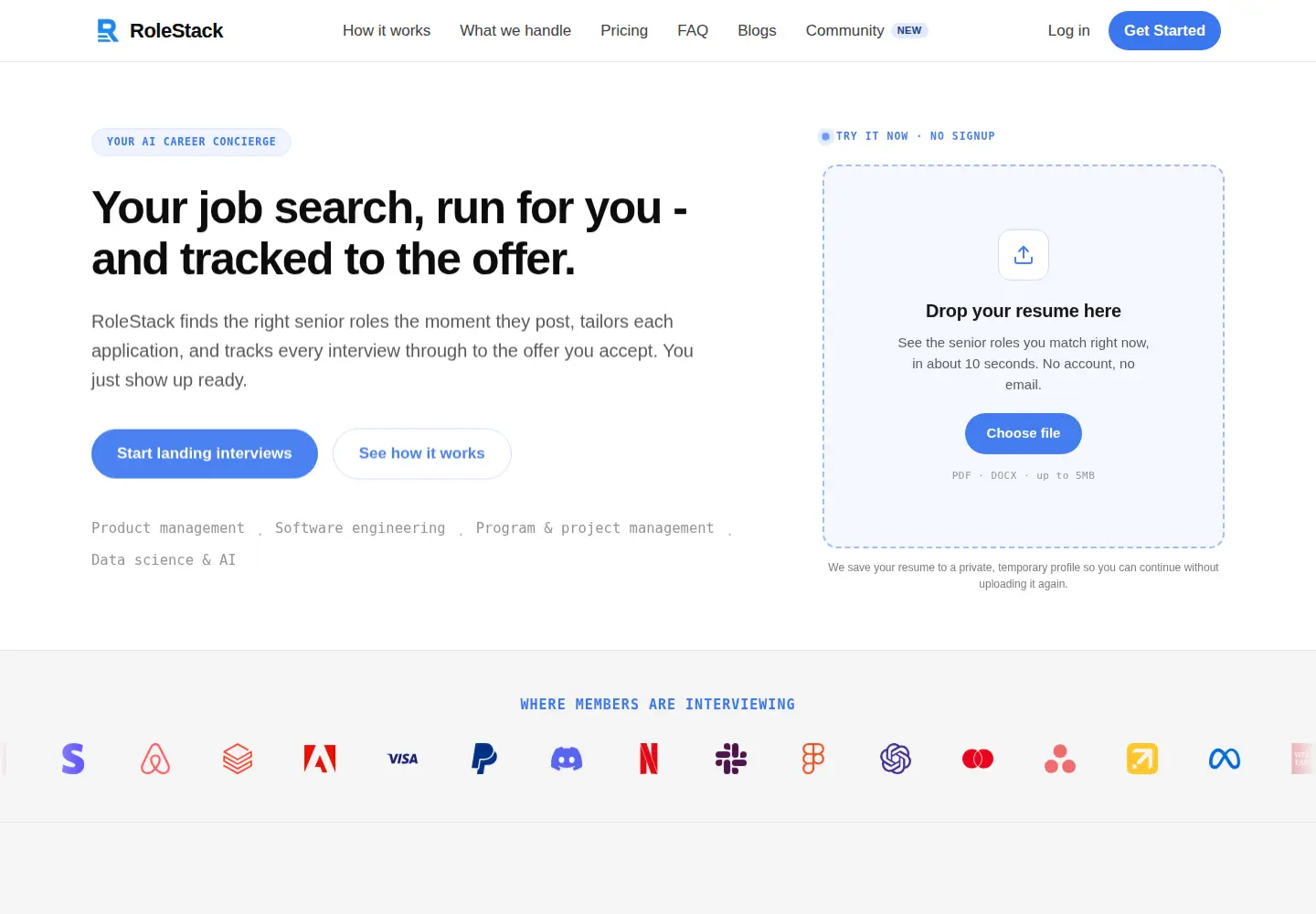 Screenshot of rolestack.ai