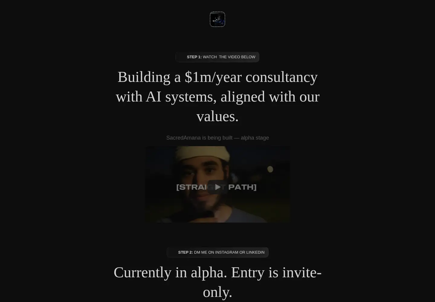 Captured homepage of sacredamana.ai in the current scan
