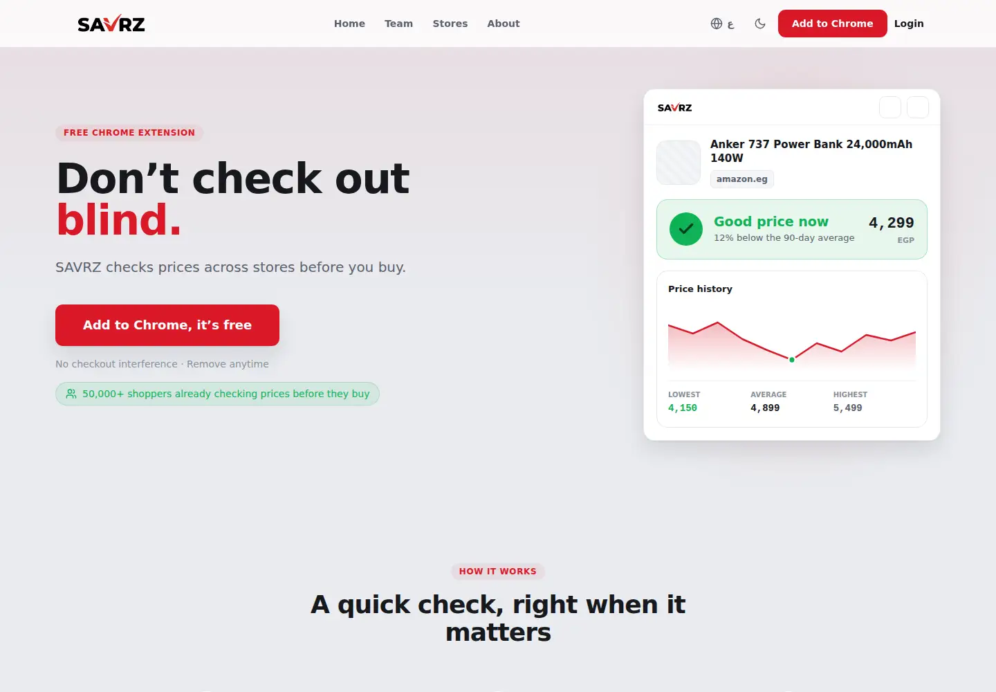 Captured homepage of savrz.ai in the current scan