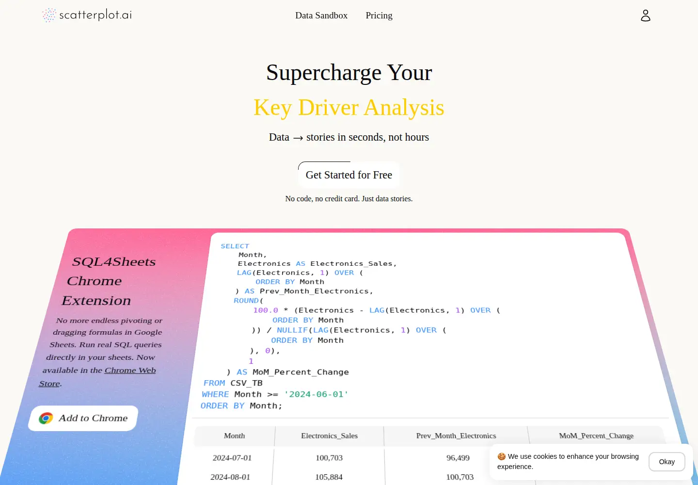 Captured homepage of scatterplot.ai in the current scan