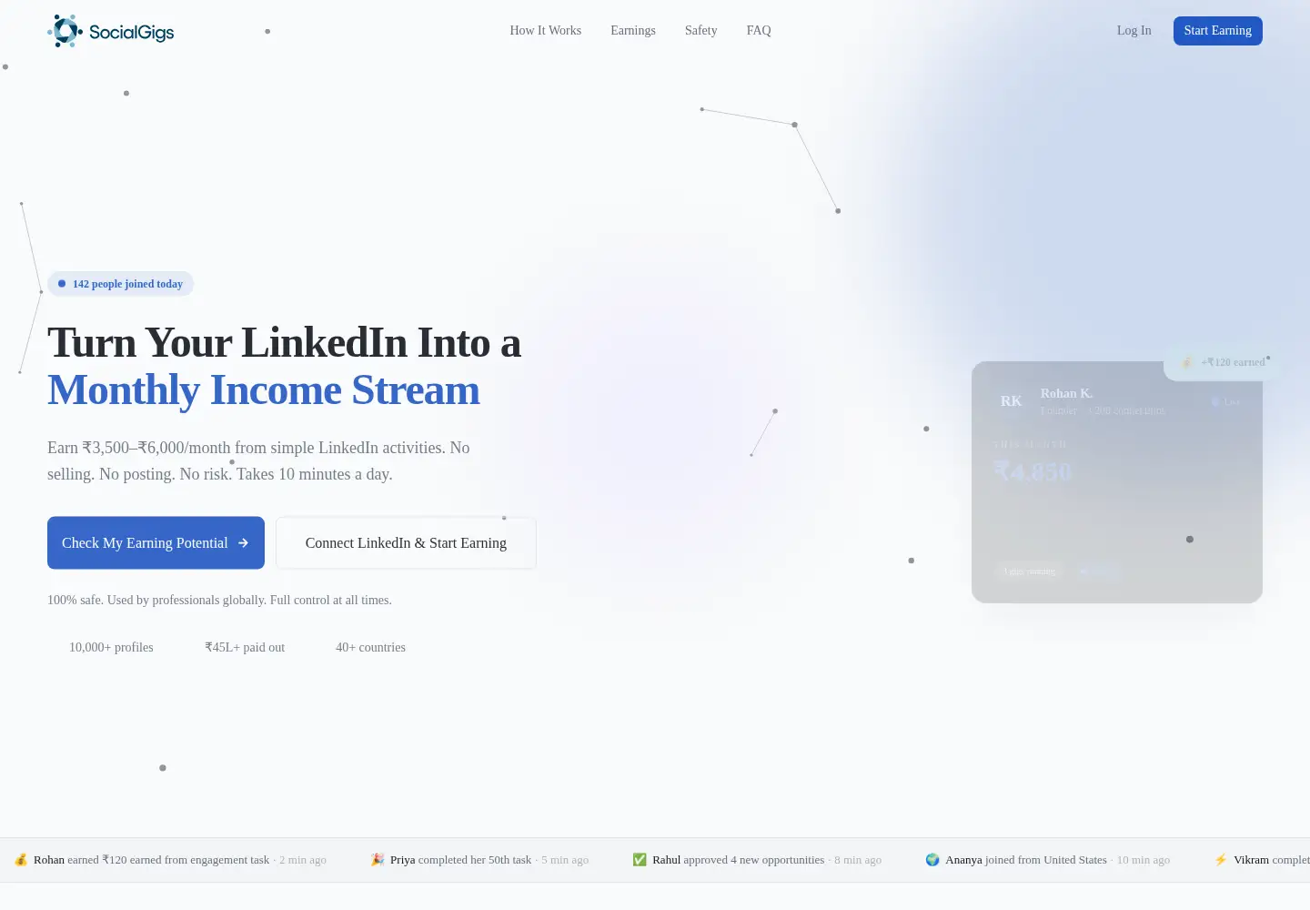 Screenshot of socialgigs.ai