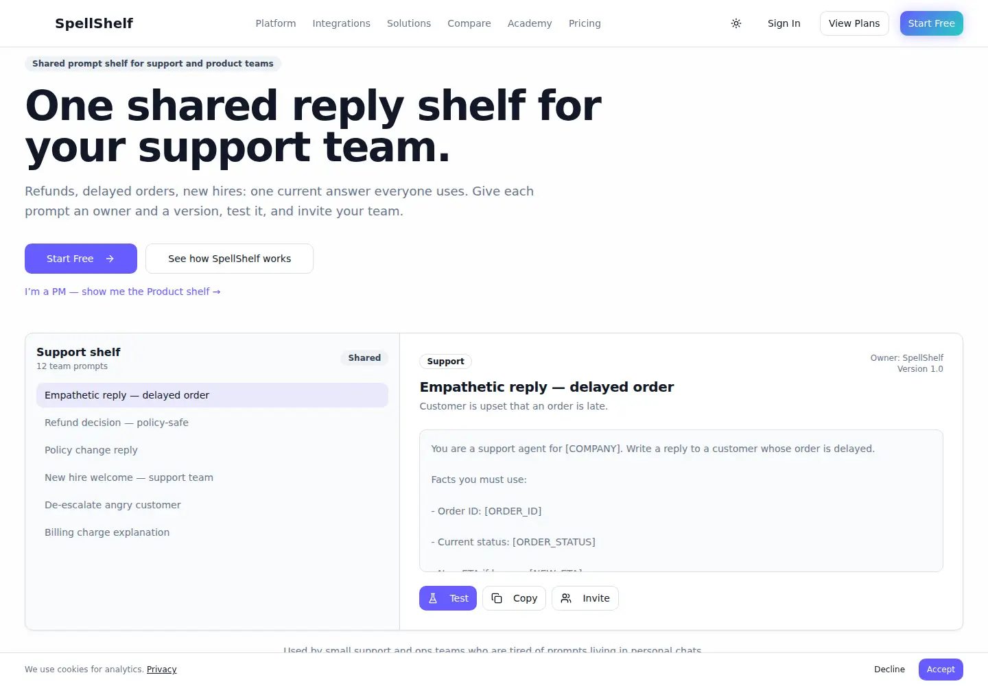 Screenshot of spellshelf.ai