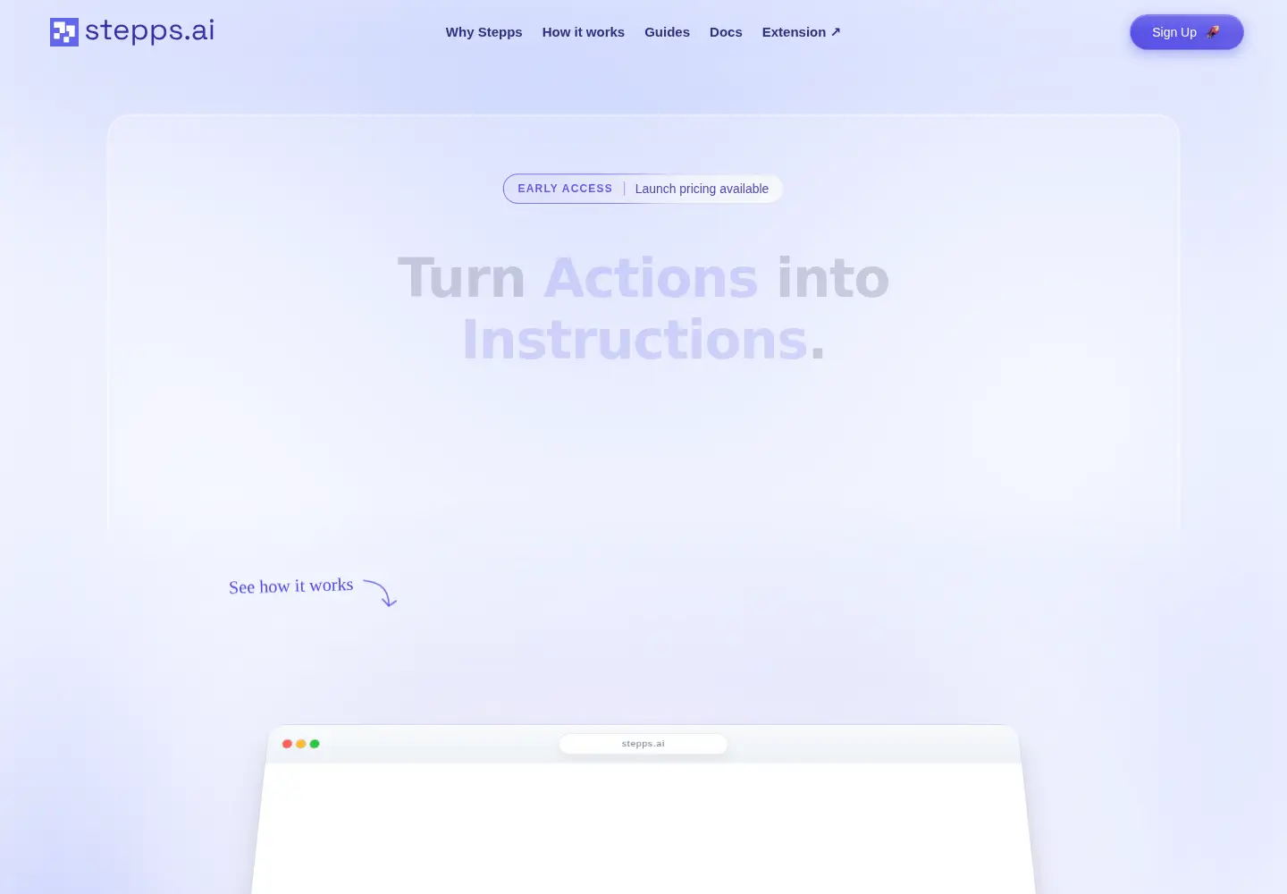 Captured homepage of stepps.ai in the current scan