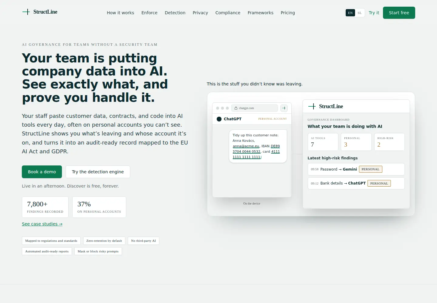 Screenshot of structline.ai