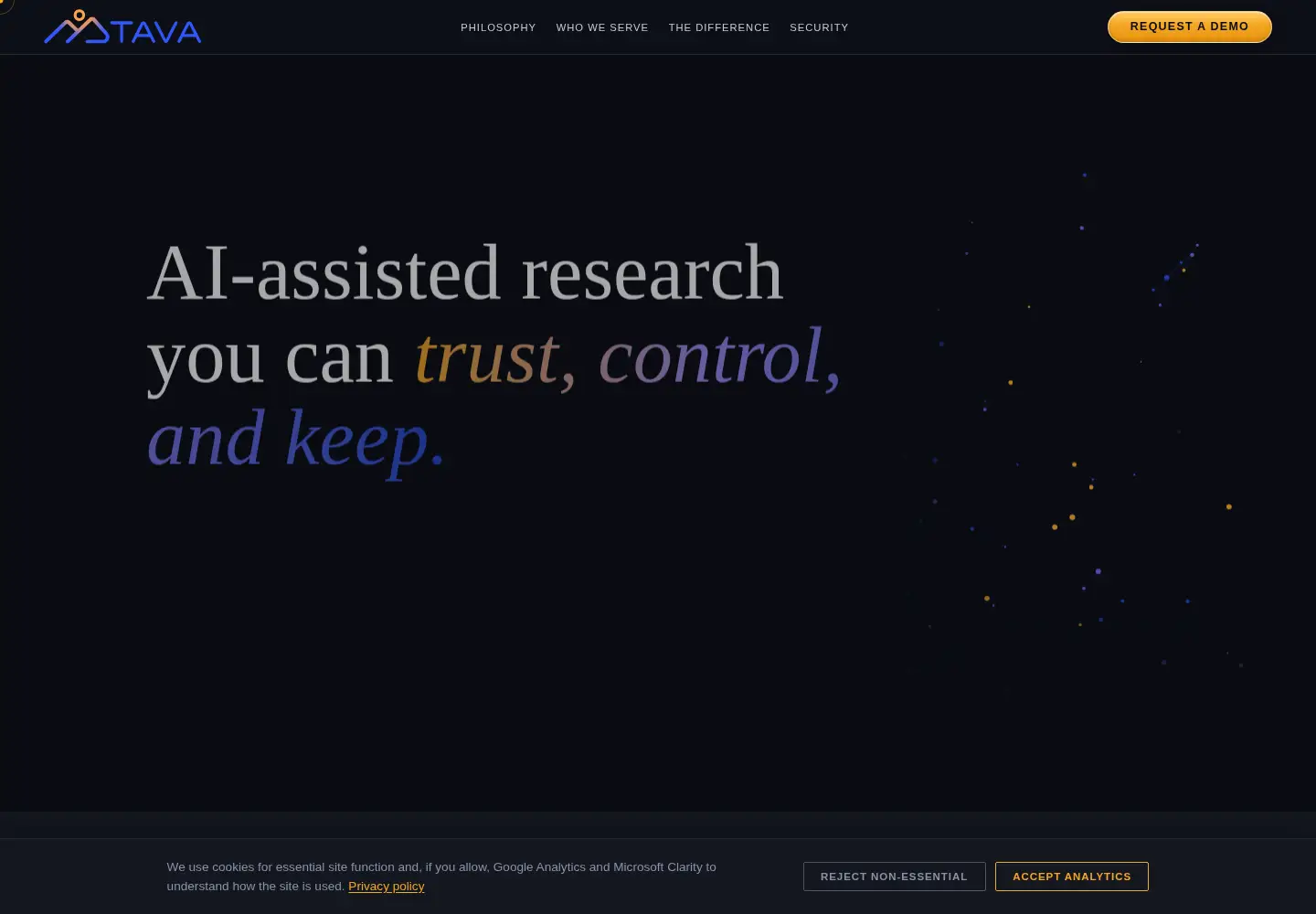 Captured homepage of tavalearning.ai in the current scan