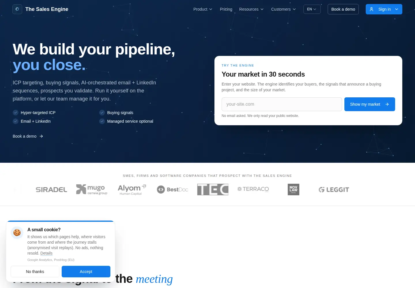Screenshot of the-sales-engine.ai