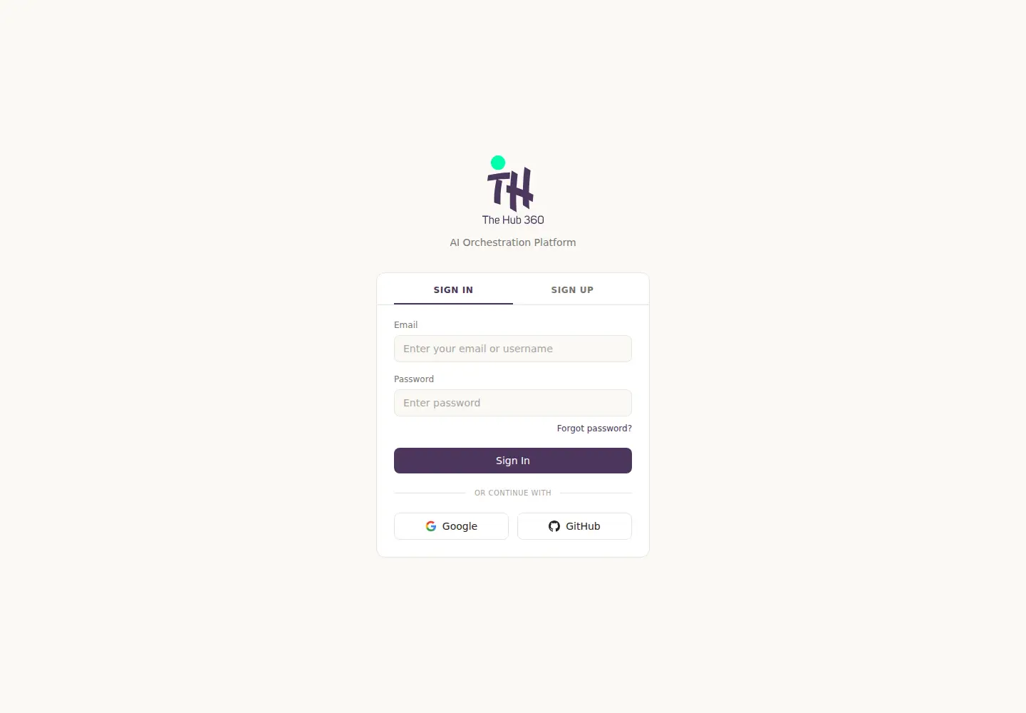 Captured homepage of thehub360.ai in the current scan