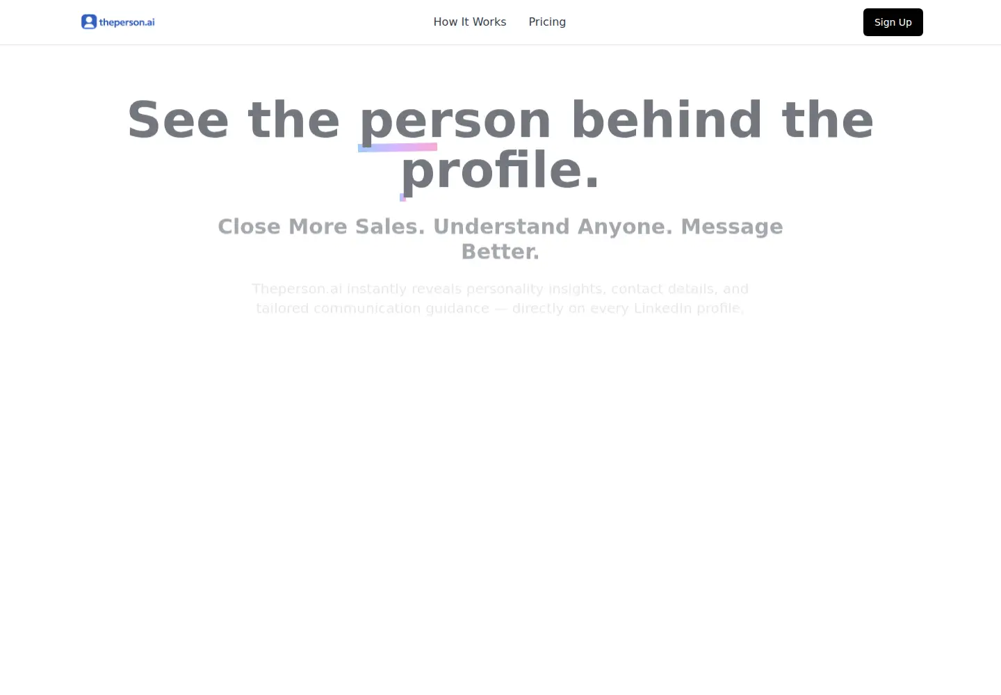 Captured homepage of theperson.ai in the current scan