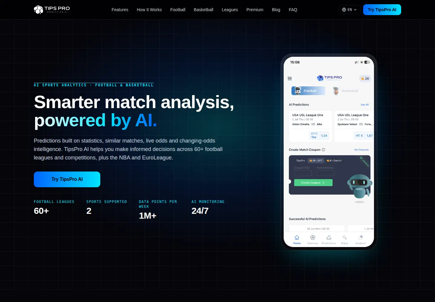 Captured homepage of tipspro.ai in the current scan