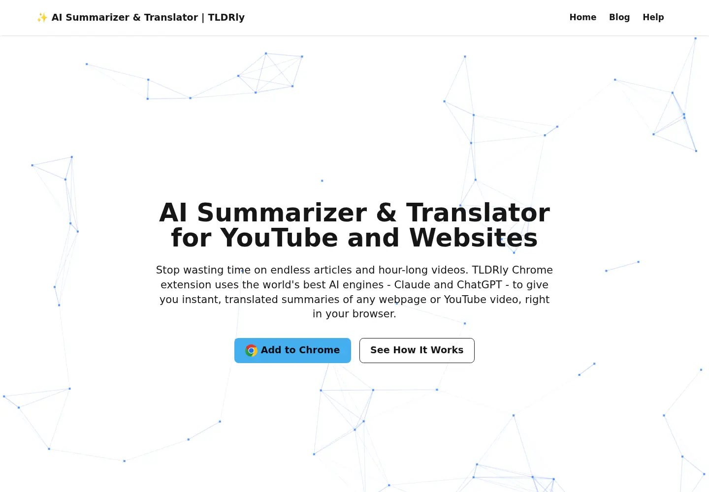 Captured homepage of tldrly.ai in the current scan