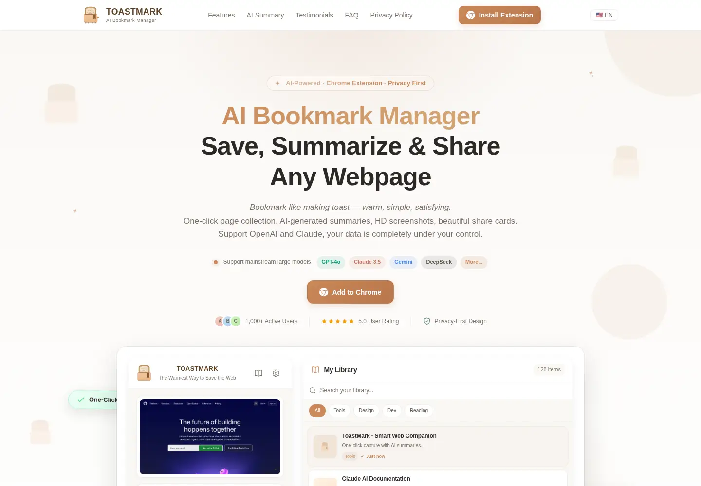 Captured homepage of toastmark.ai in the current scan