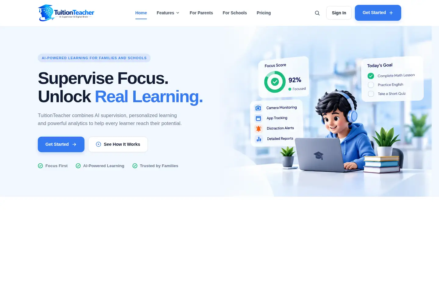 Screenshot of tuitionteacher.ai