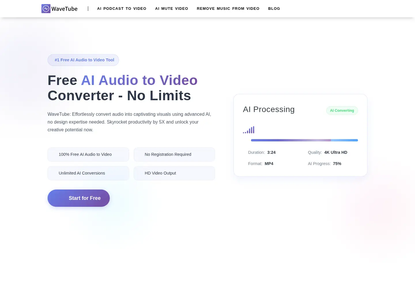 Captured homepage of wavetube.ai in the current scan