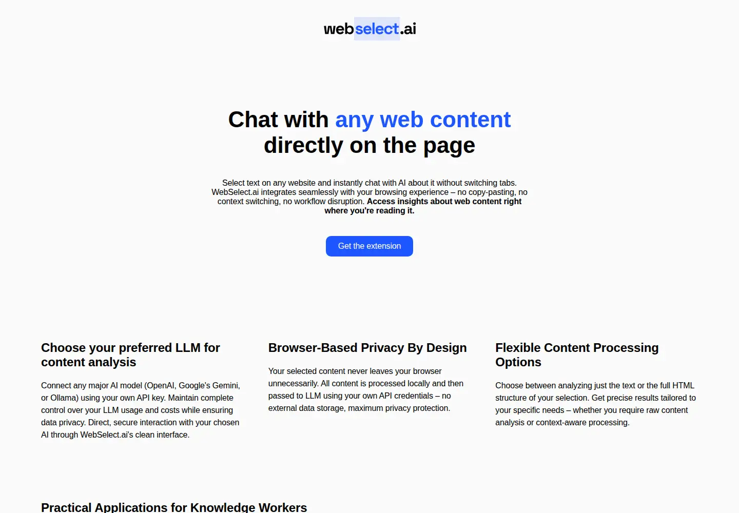 Captured homepage of webselect.ai in the current scan