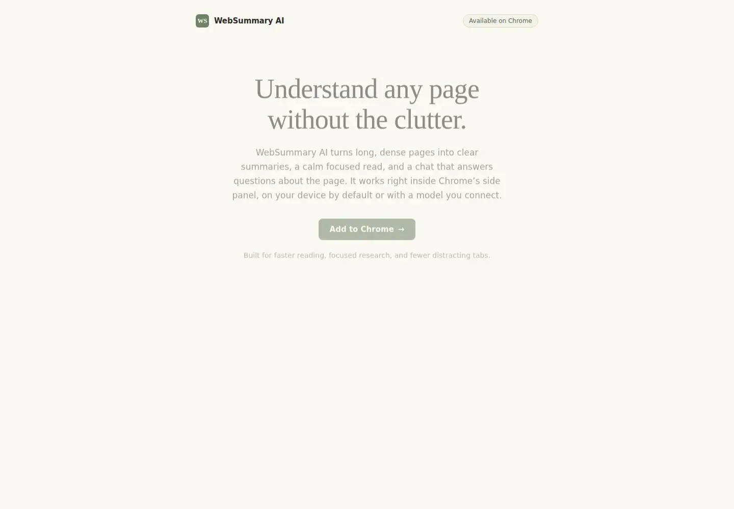 Captured homepage of websummary.ai in the current scan