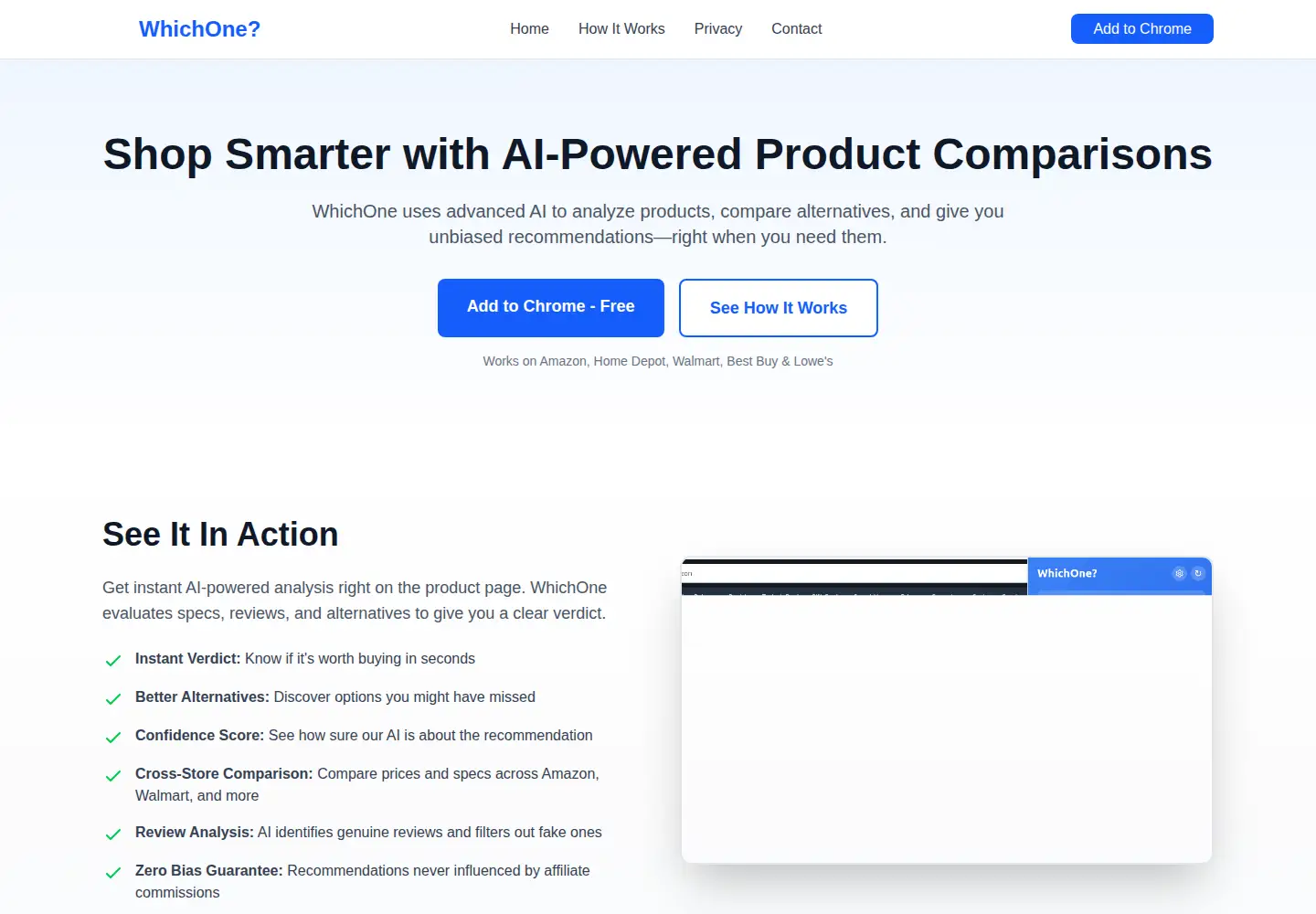 Screenshot of whichone.ai
