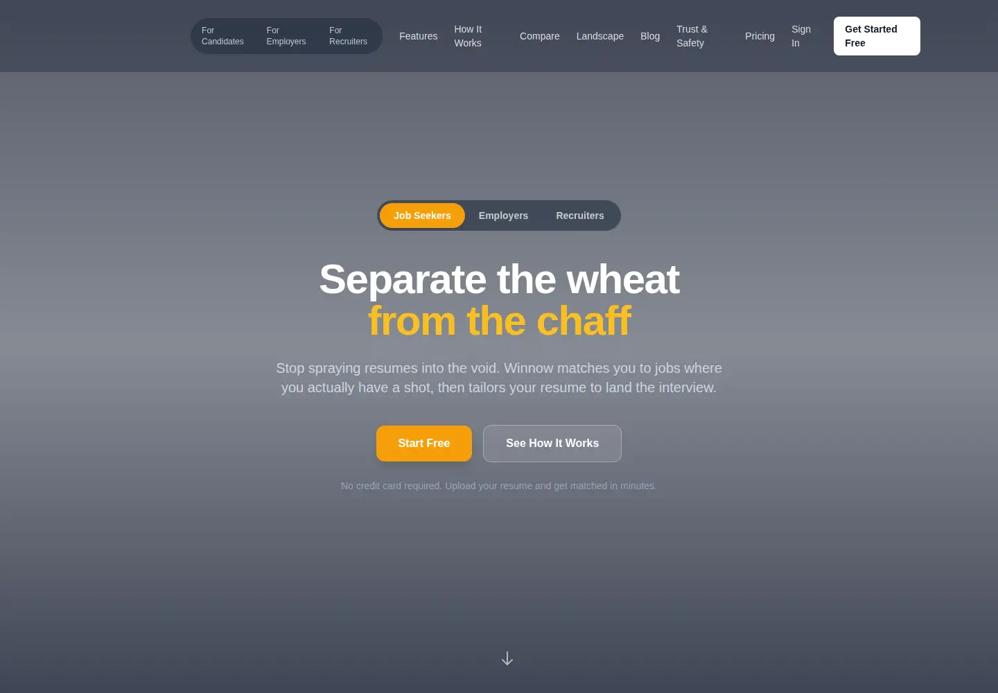 Screenshot of winnowcc.ai