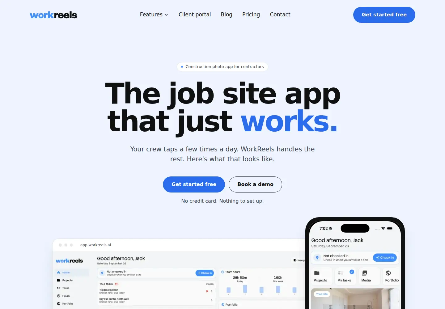 Captured homepage of workreels.ai in the current scan
