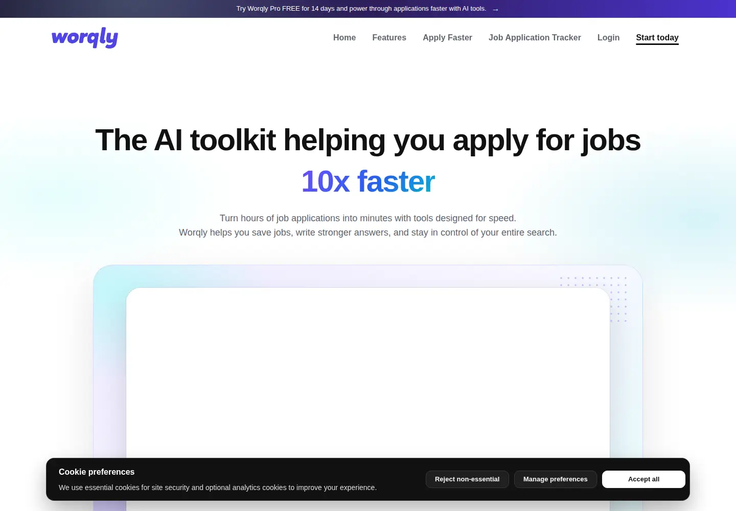 Captured homepage of worqly.ai in the current scan