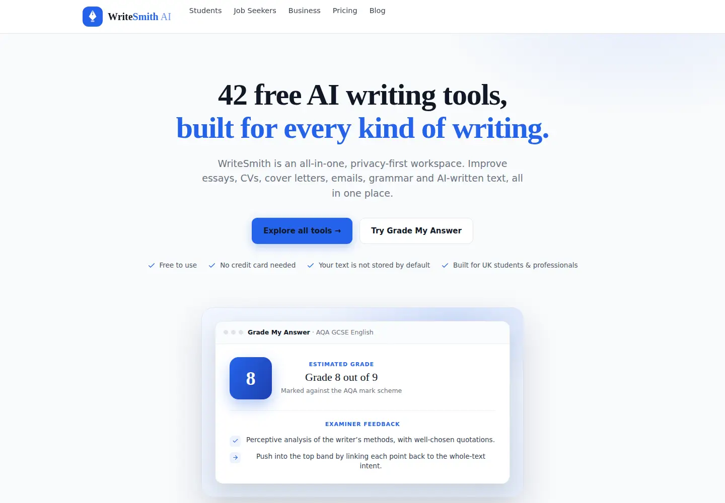 Screenshot of writesmith.ai