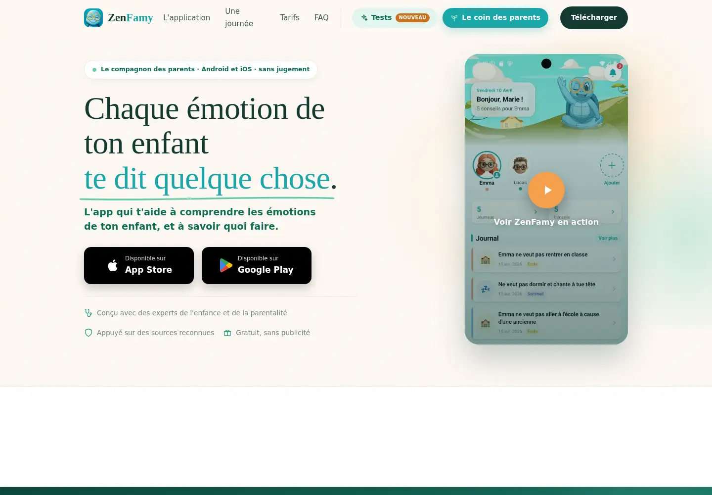Screenshot of zenfamy.ai